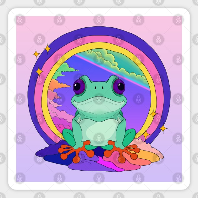 Pastel Dreamy Frog with Gradient Background Magnet by Velvet Earth